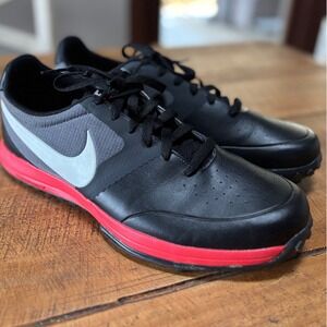 Nike Golf Mens Lunar Mont Royal Spike-less Golf Shoes Black Red Size 11